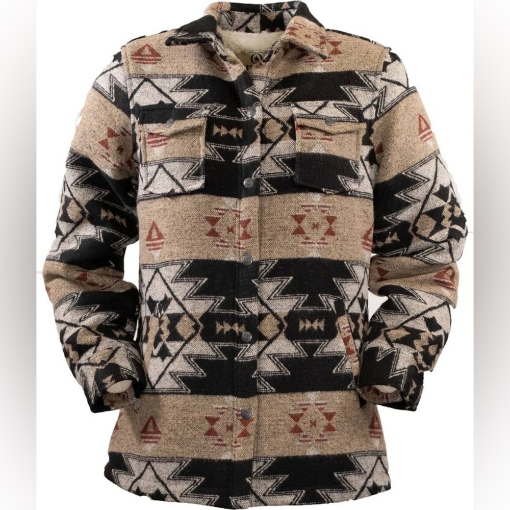 NWT Outback Trading Co Women's Geometric Shirt Jacket - Black and Tan